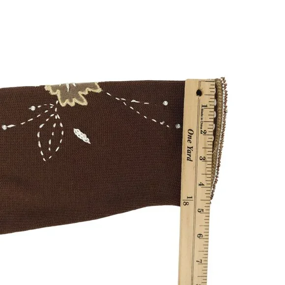 Sweater Sweater Embroidered Beaded Cowl Neck Cardigan Womens Size XL Brown NEW